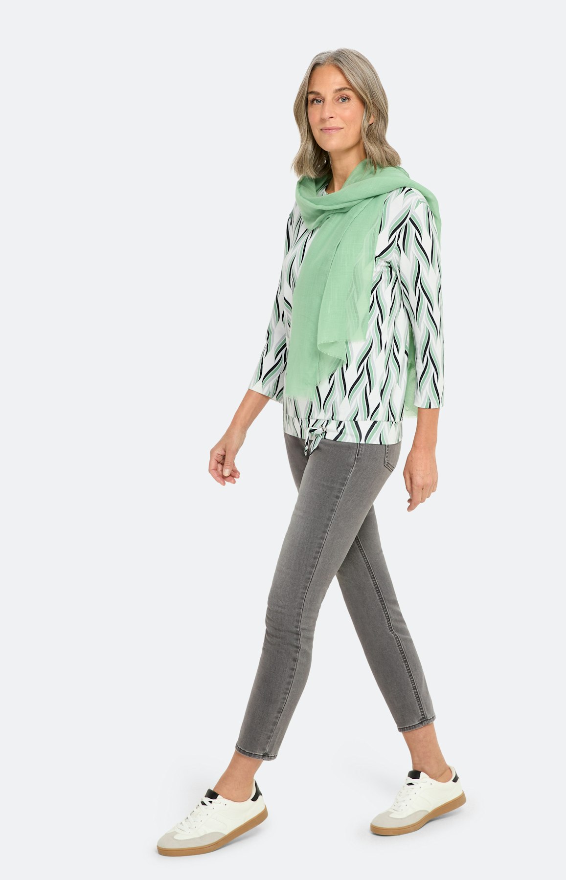 Shirt met dessin en knoopdetail, groen