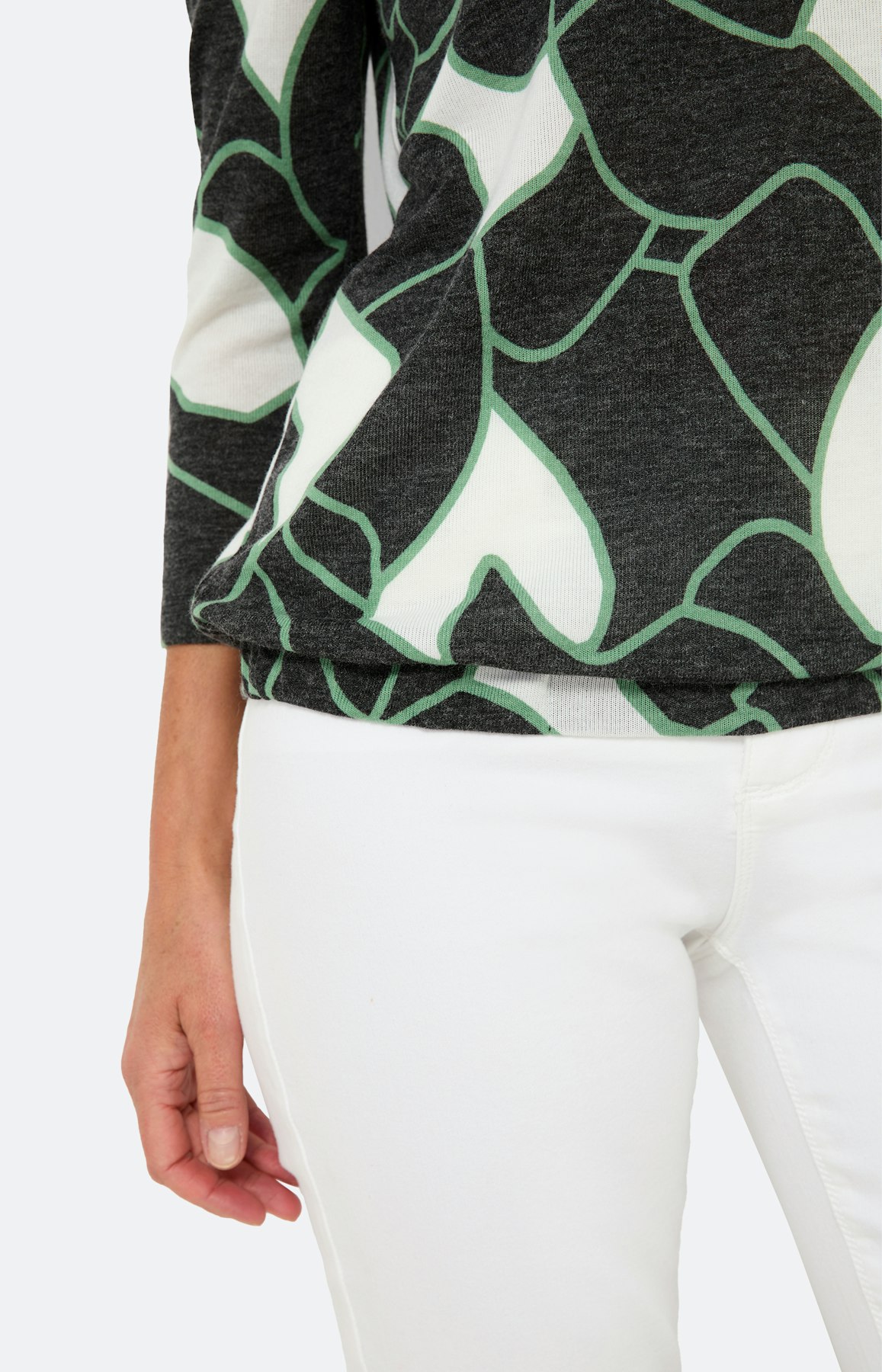 Shirt mit Elastiksaum und Print, grau