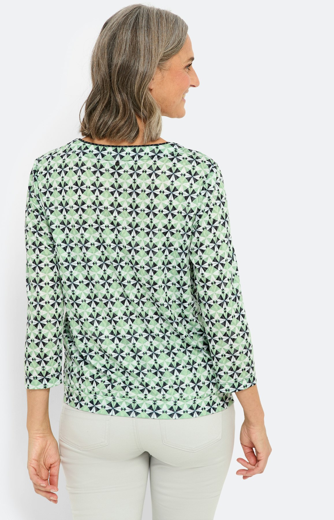 Shirt mit Knotendetail und Print, grün