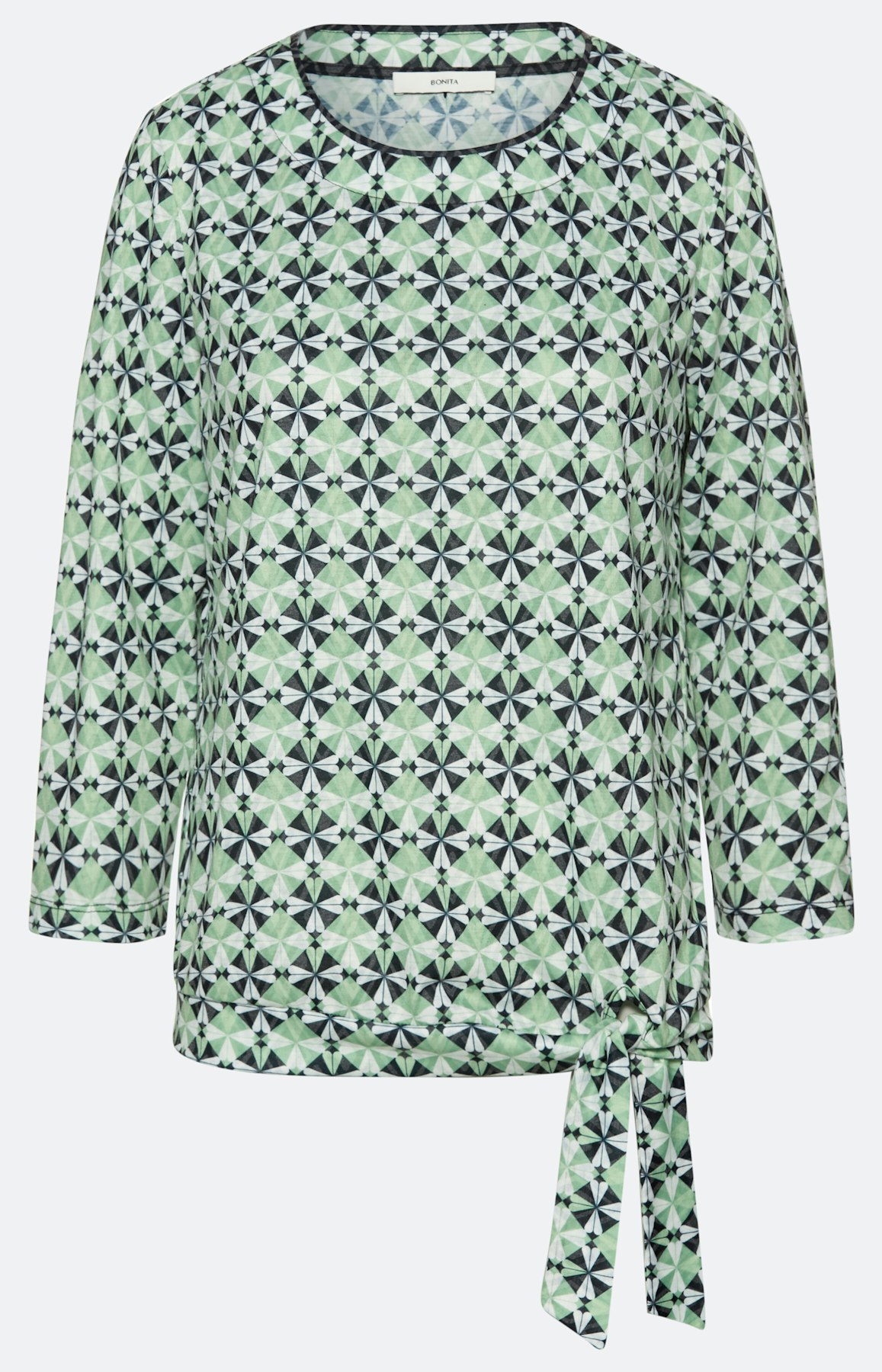 Shirt mit Knotendetail und Print, grün