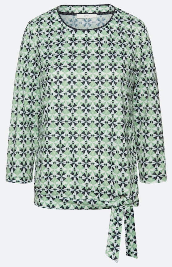 Shirt mit Knotendetail und Print, grün