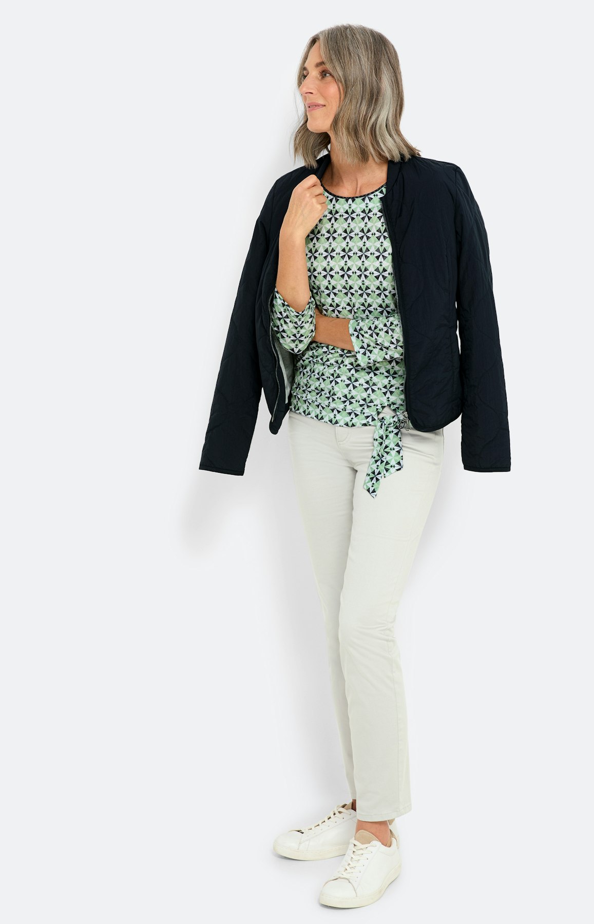 Shirt mit Knotendetail und Print, grün