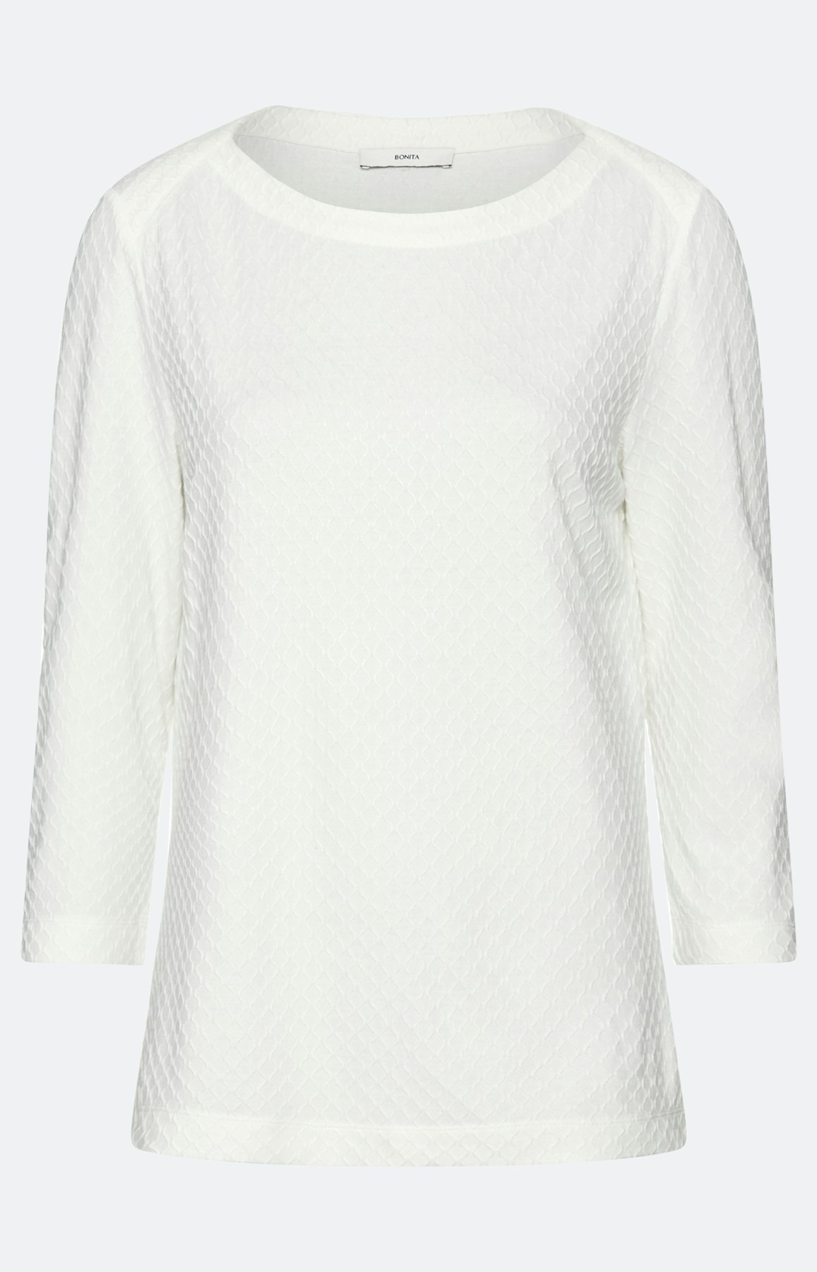 Weißes Shirt mit Struktur und 3/4-Arm