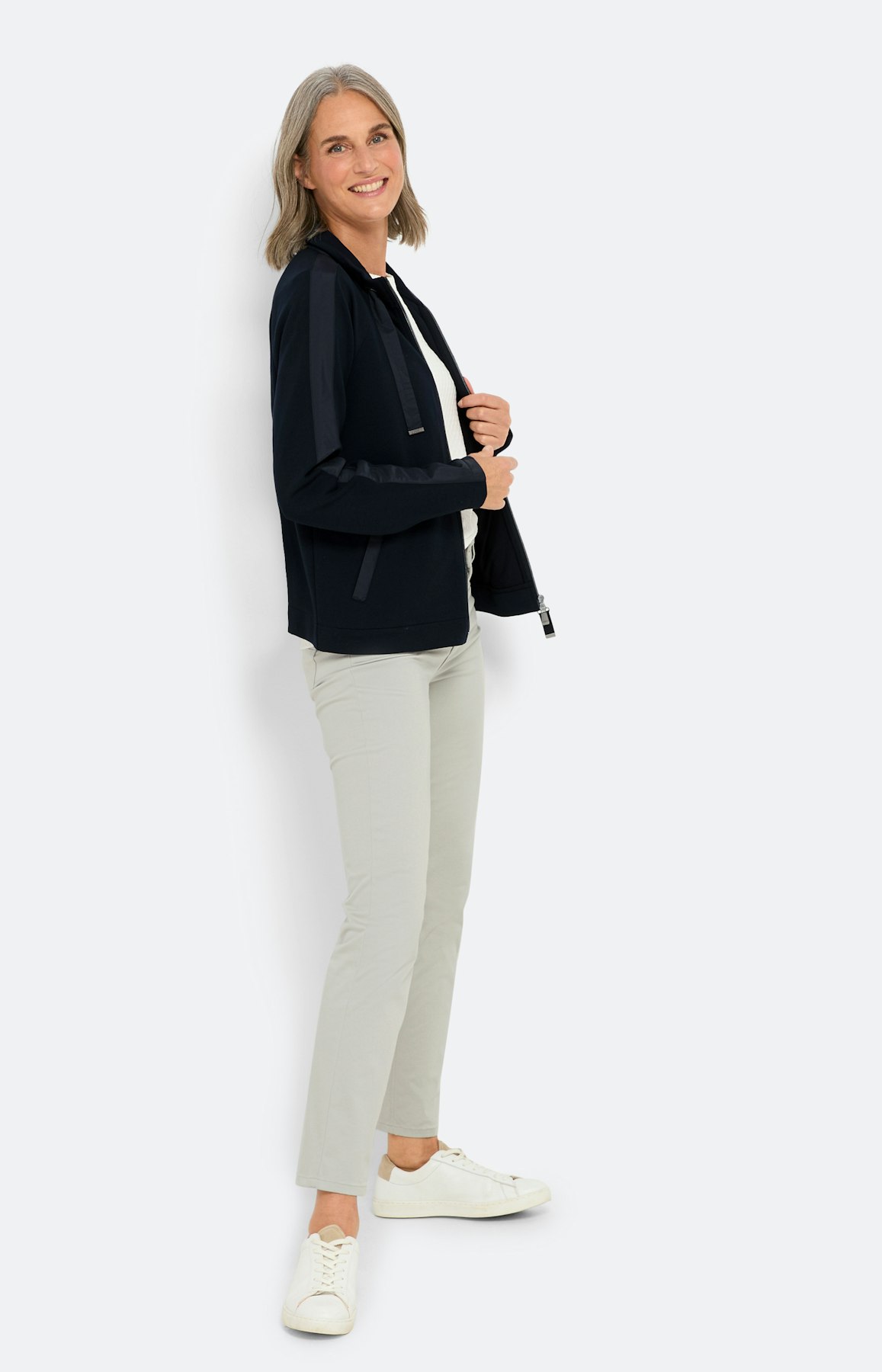 Weißes Shirt mit Struktur und 3/4-Arm