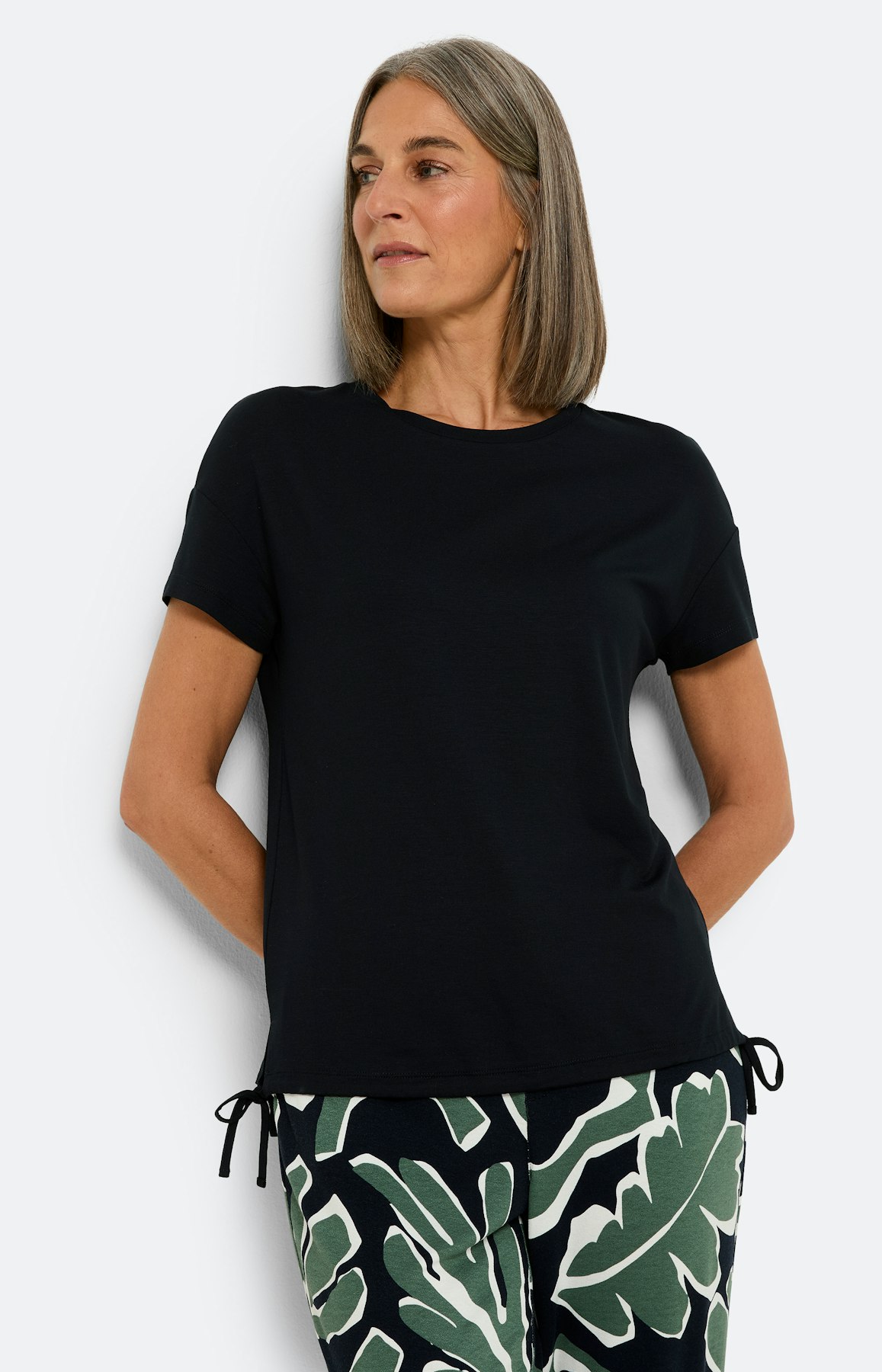 Shirt met tunnelkoord in de zoom, marine