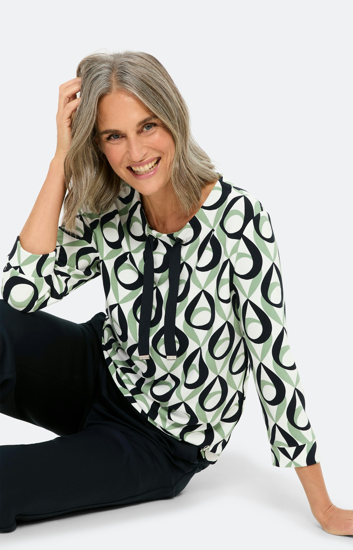 Sweatshirt met dessin, groen blauw