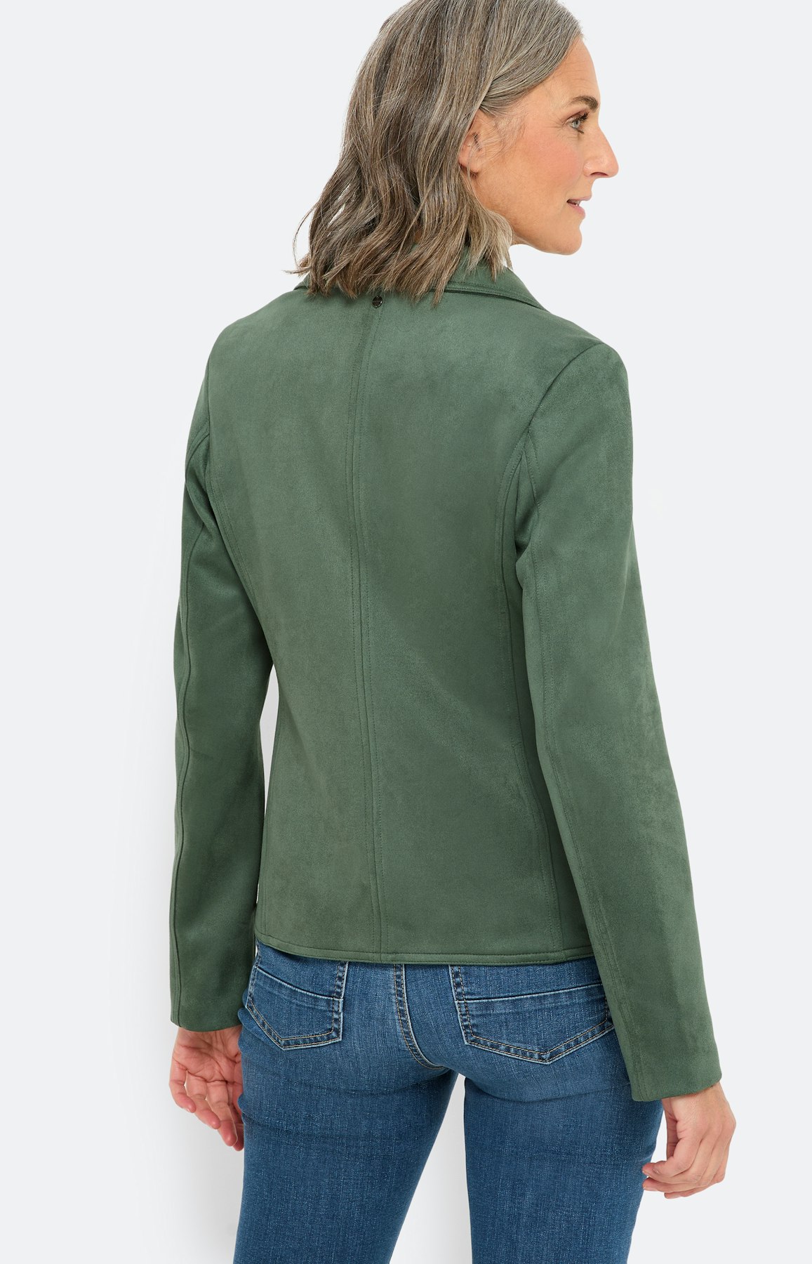 Moderne blazer met ritssluiting, groen