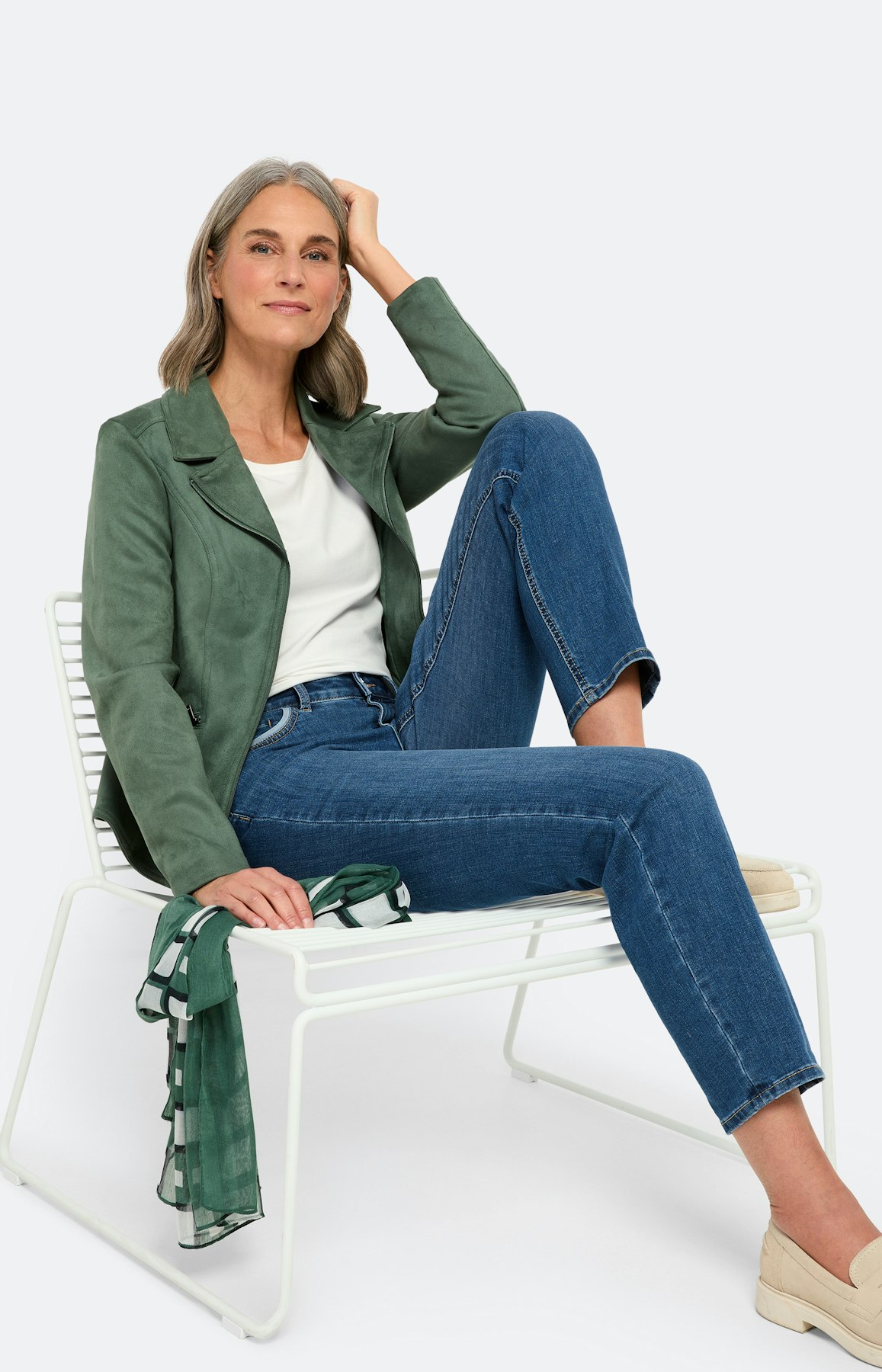 Moderne blazer met ritssluiting, groen