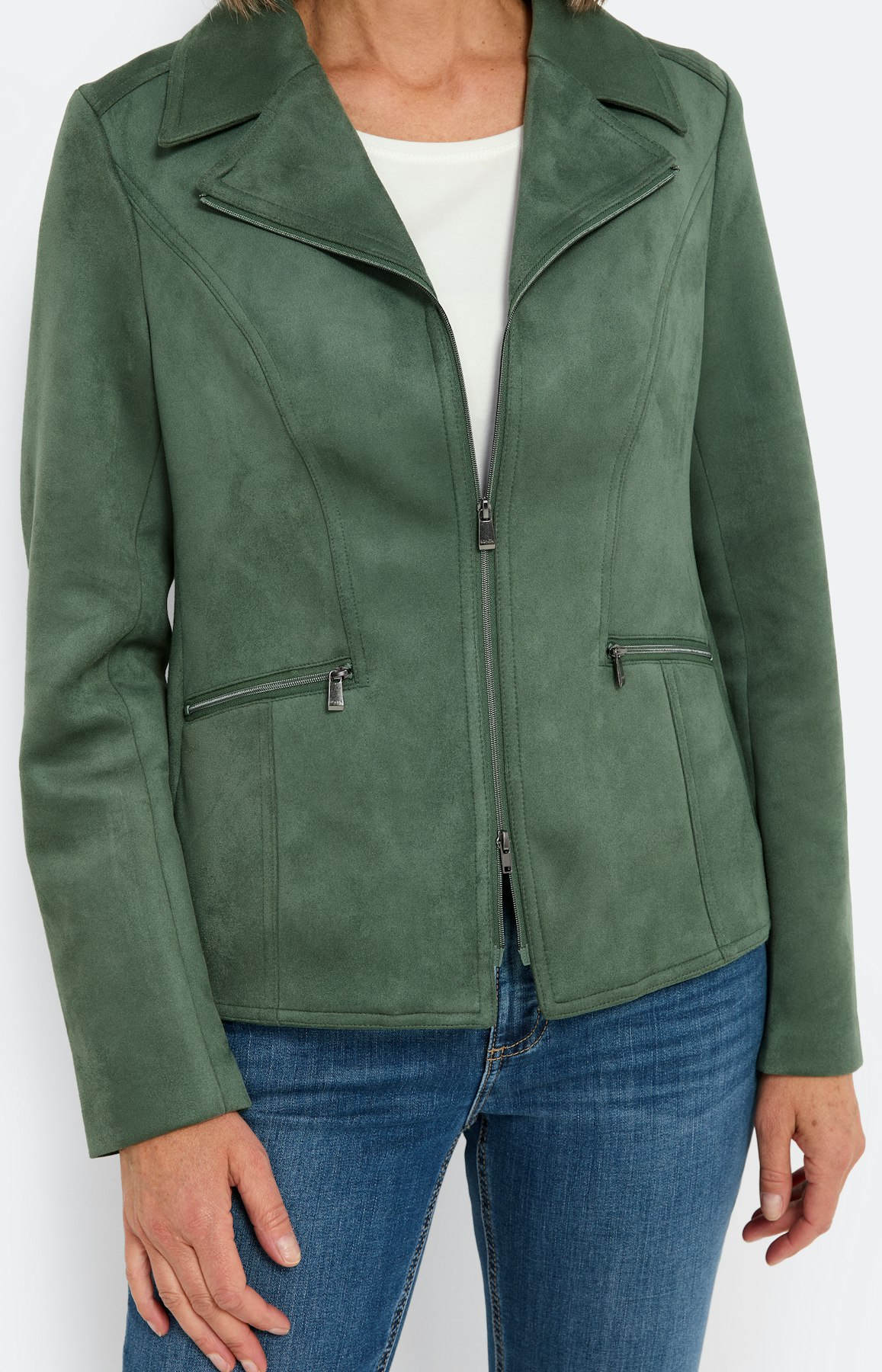 Moderne blazer met ritssluiting, groen