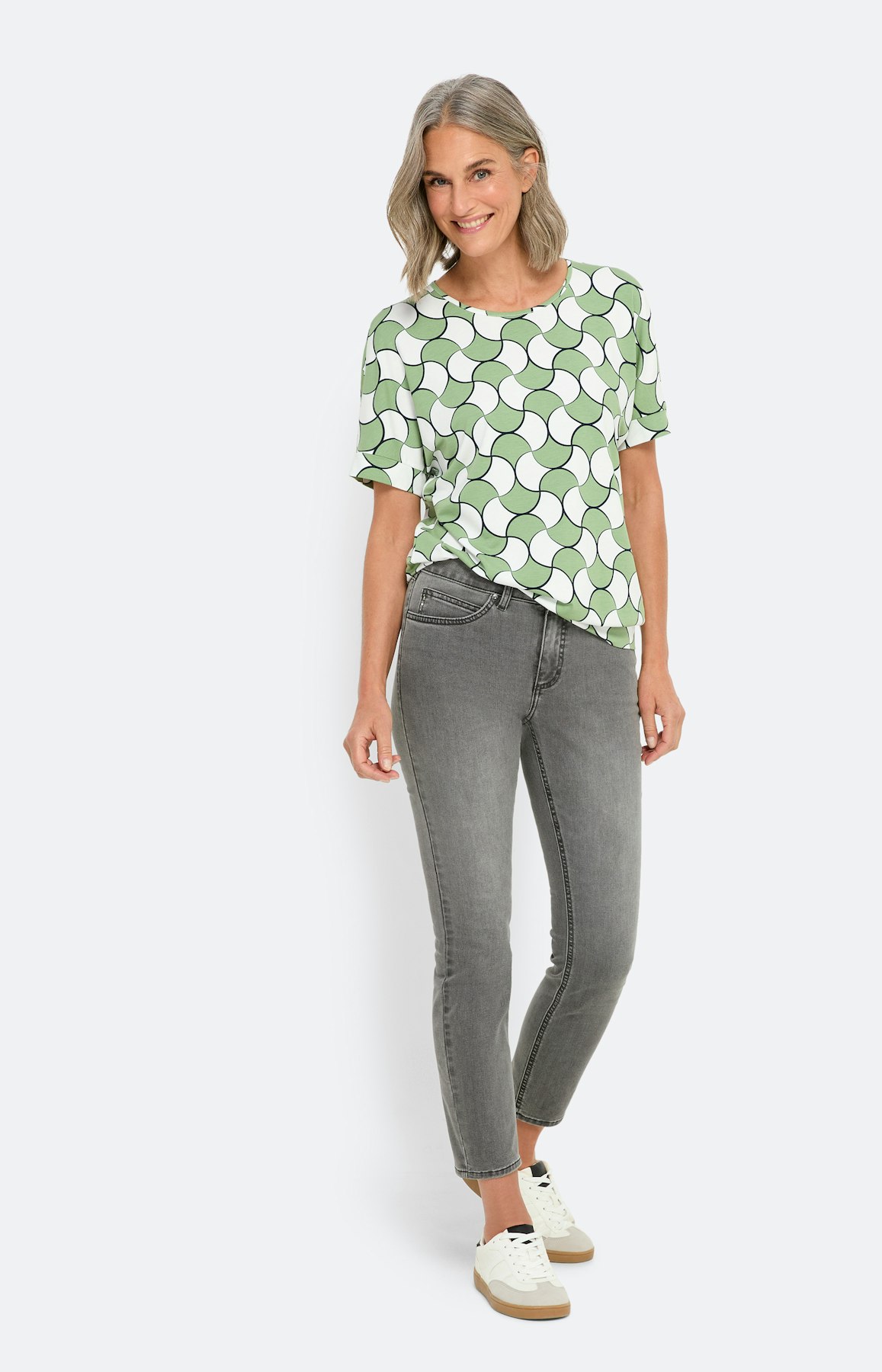 Grijze jeans met siersteentjes, 28 inch