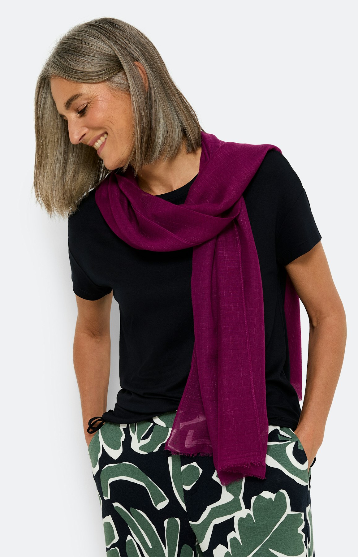 Effen sjaal in fuchsia