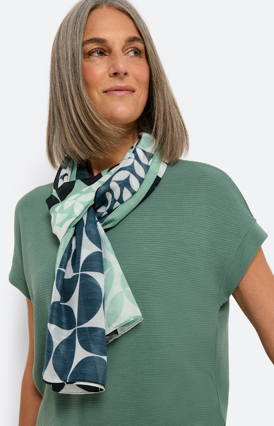 Sjaal in patchworkdesign, blauw groen