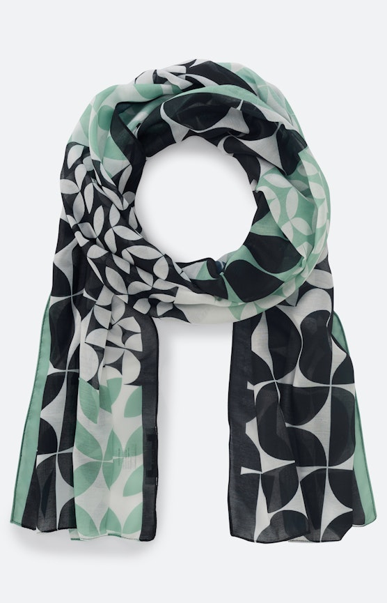 Sjaal in patchworkdesign, blauw groen