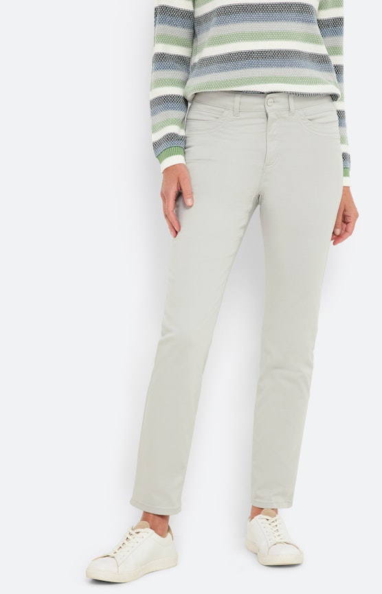 Broek van katoen-satijn, lichtgrijs