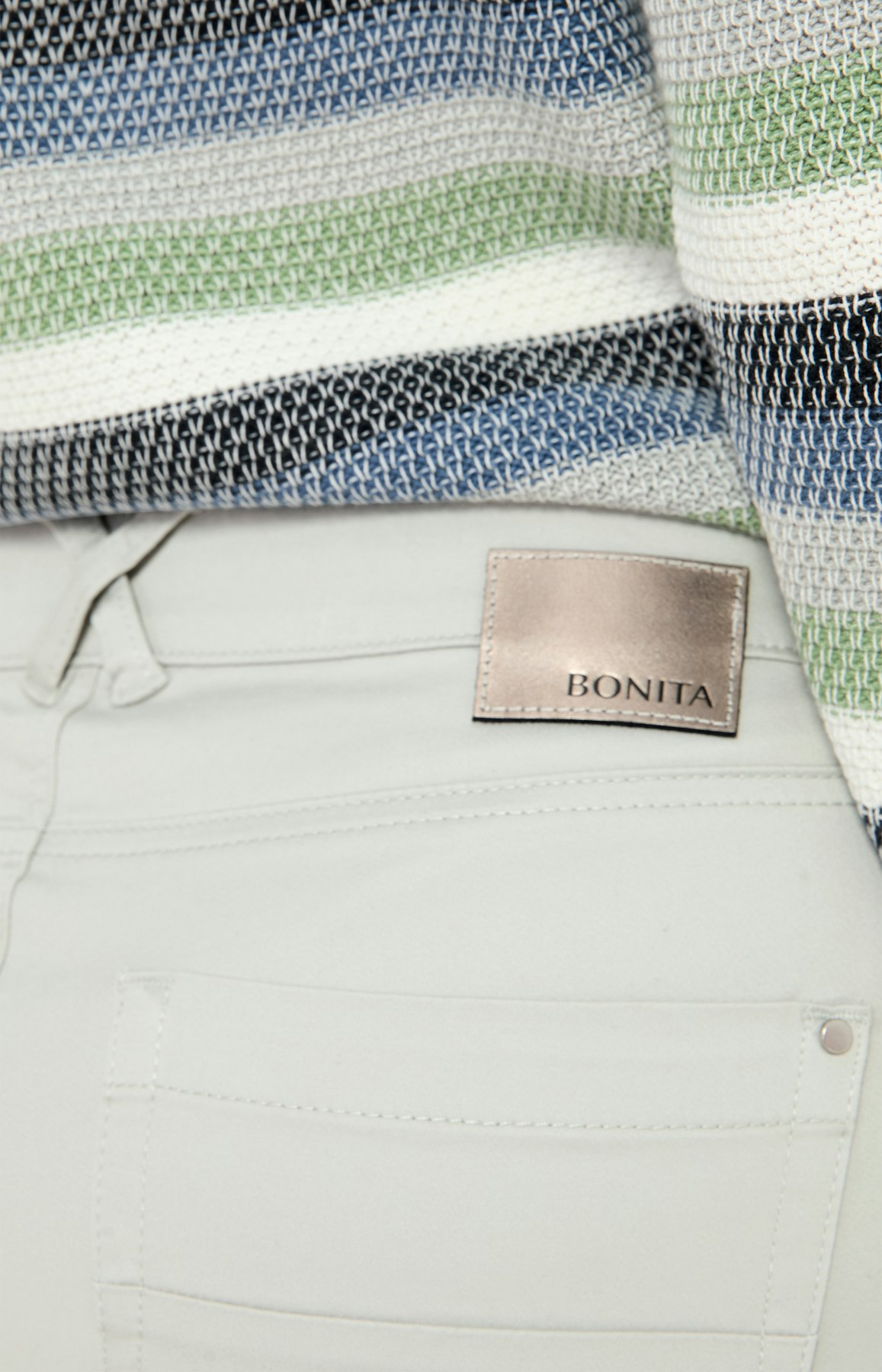 Broek van katoen-satijn, lichtgrijs