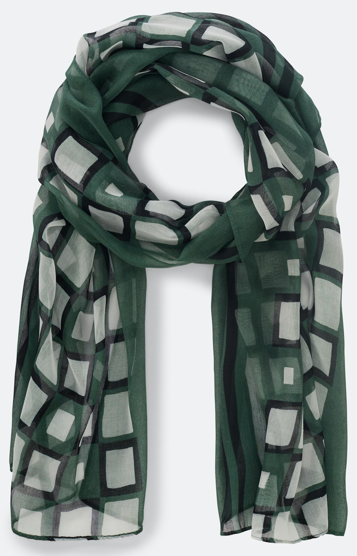 Grafisch gedessineerde sjaal in groen