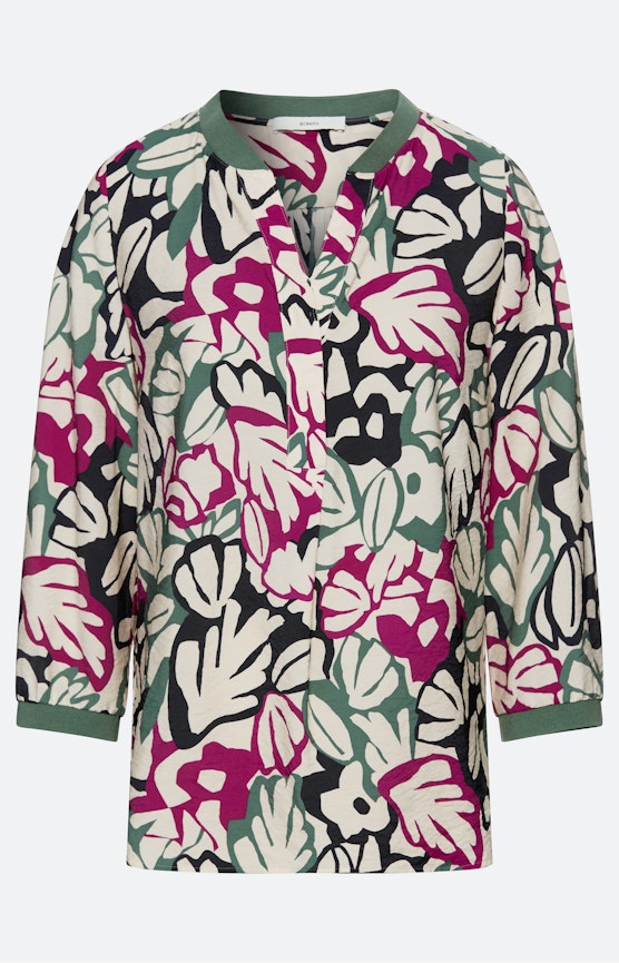 Botanisch gedessineerde blouse, bont