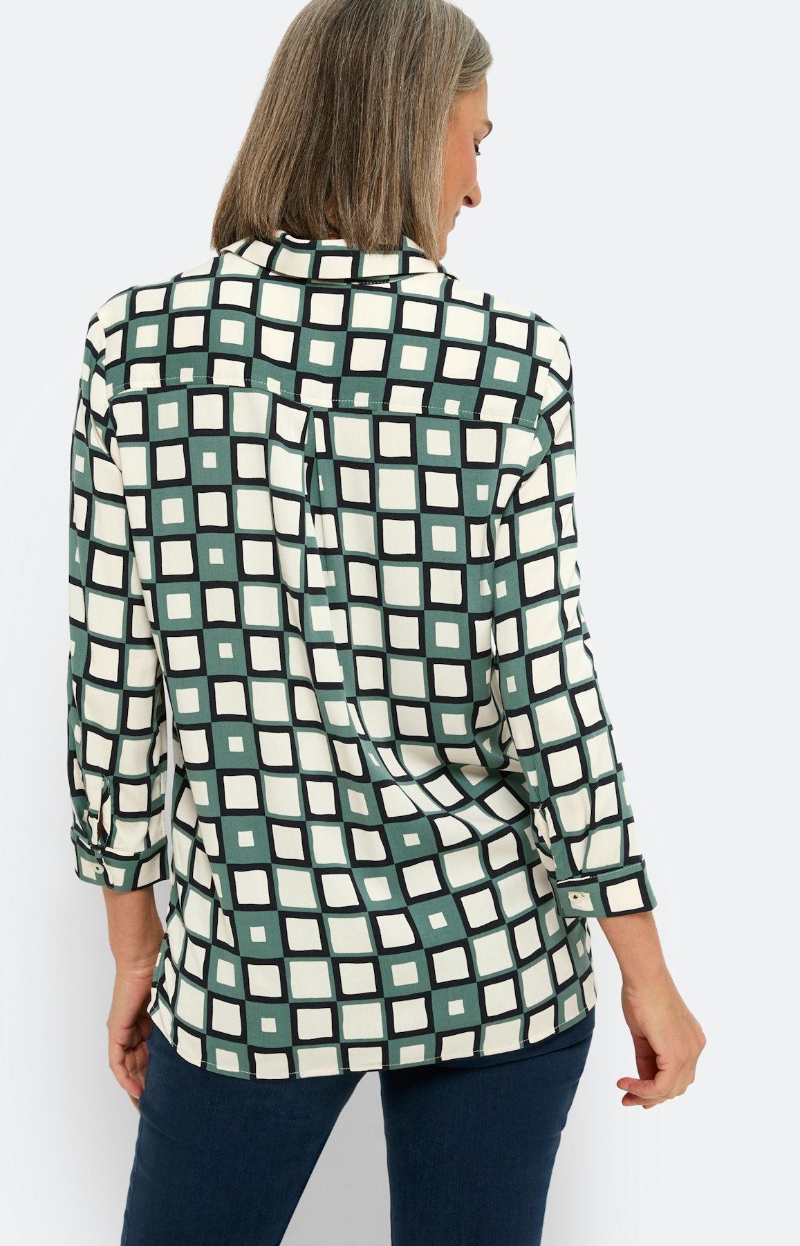 Geruite blouse met kraag, groen