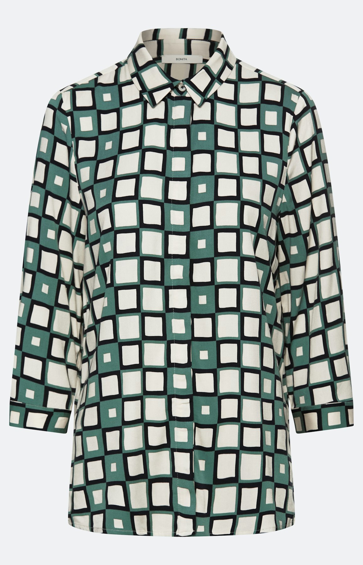 Geruite blouse met kraag, groen