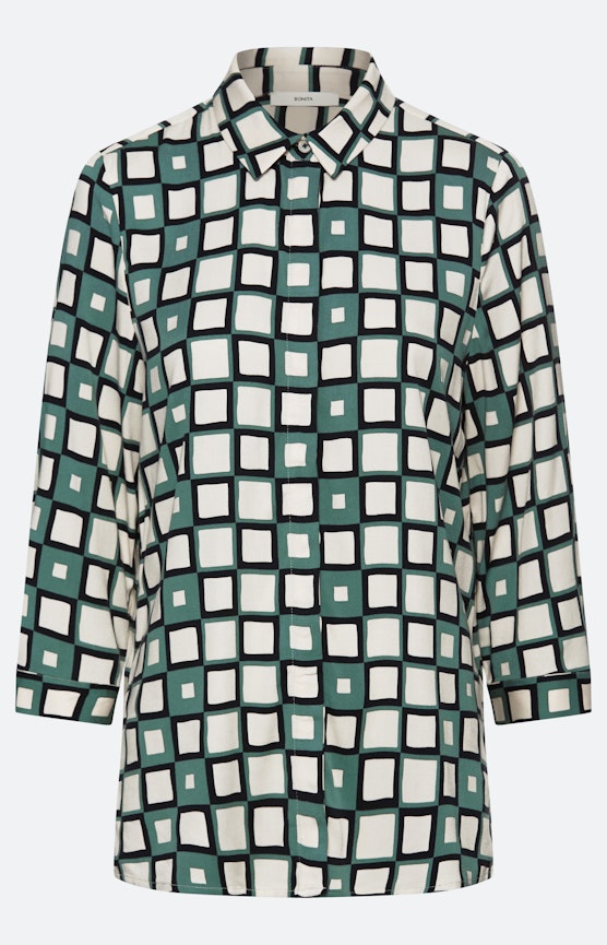 Karierte Bluse mit Kragen, grün
