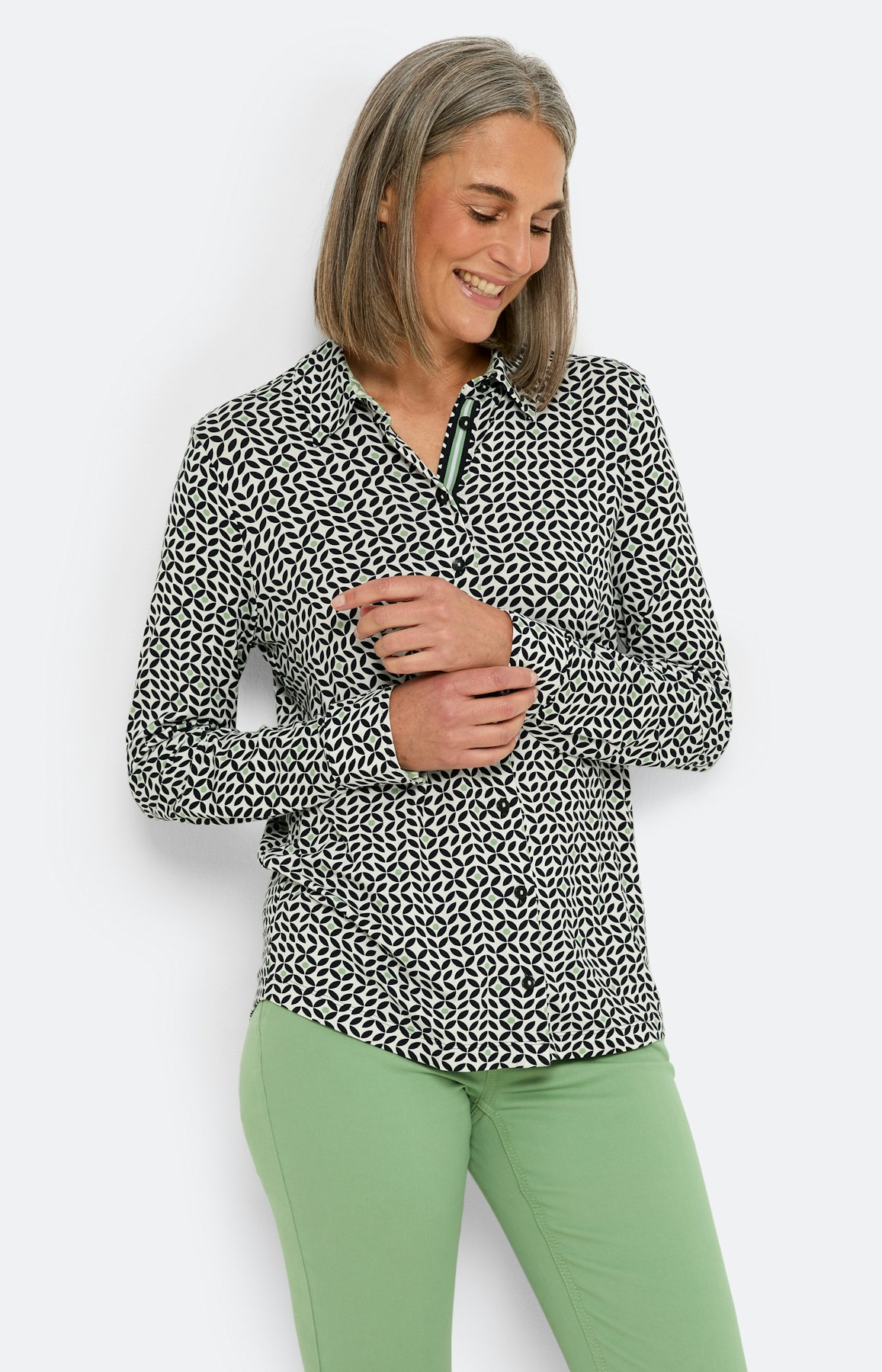 Blouse van jersey, marine groen