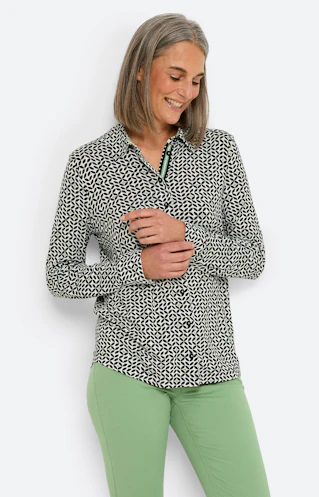 Blouse van jersey, marine groen