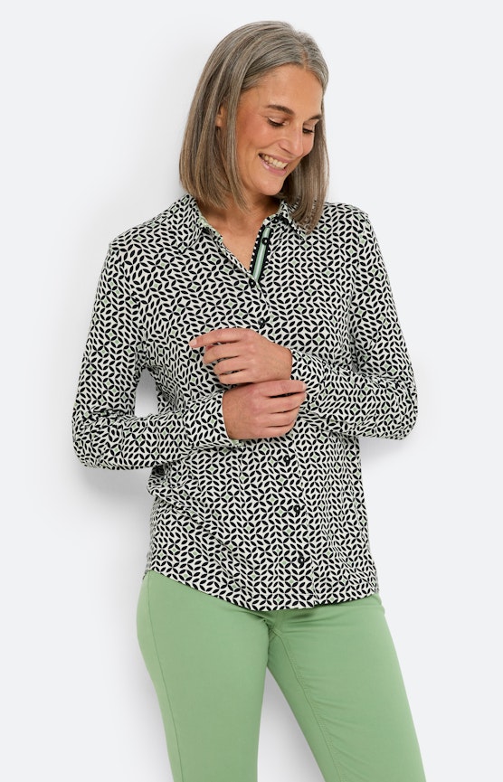 Blouse van jersey, marine groen