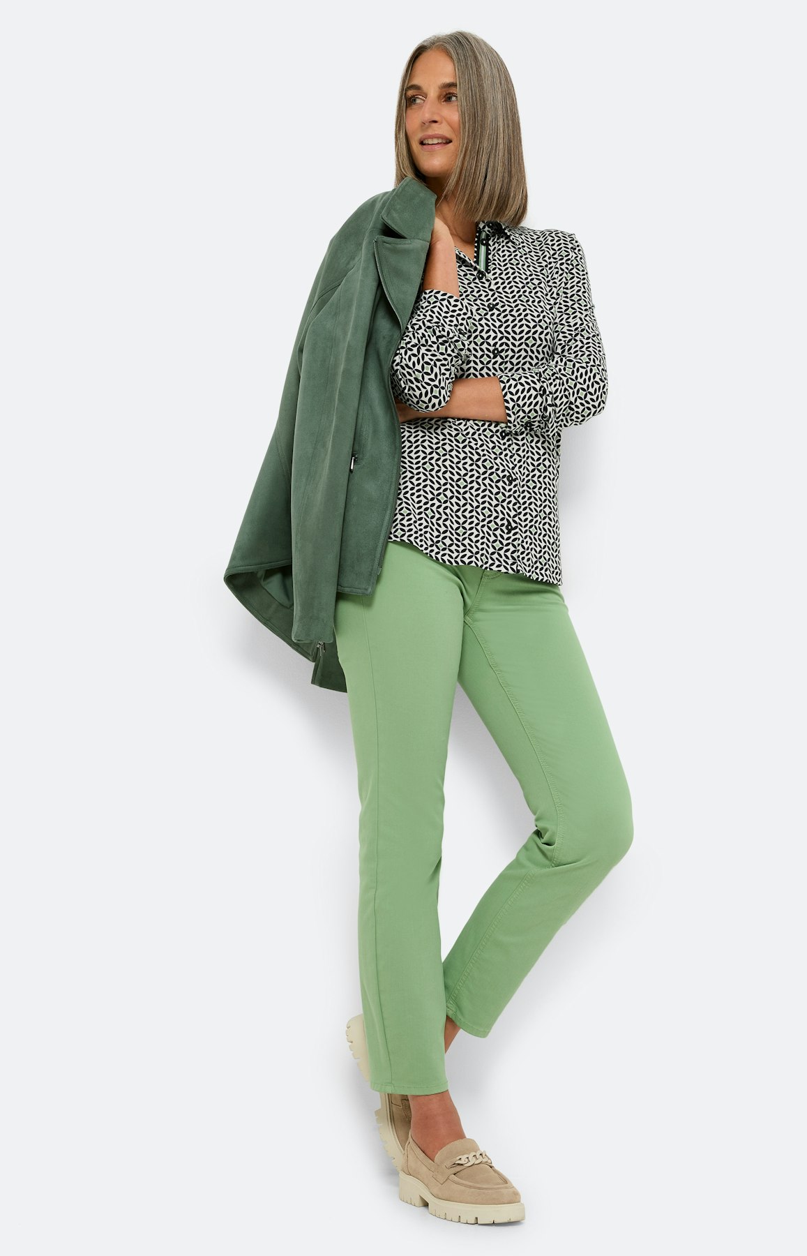 Blouse van jersey, marine groen