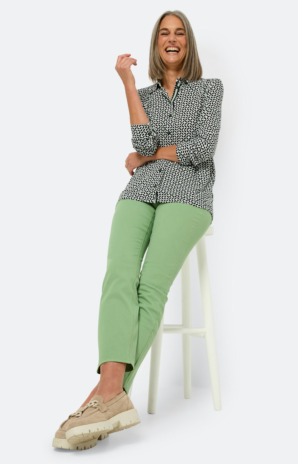 Blouse van jersey, marine groen