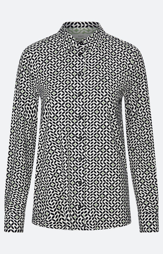 Gemusterte Bluse aus Jersey, marine grün