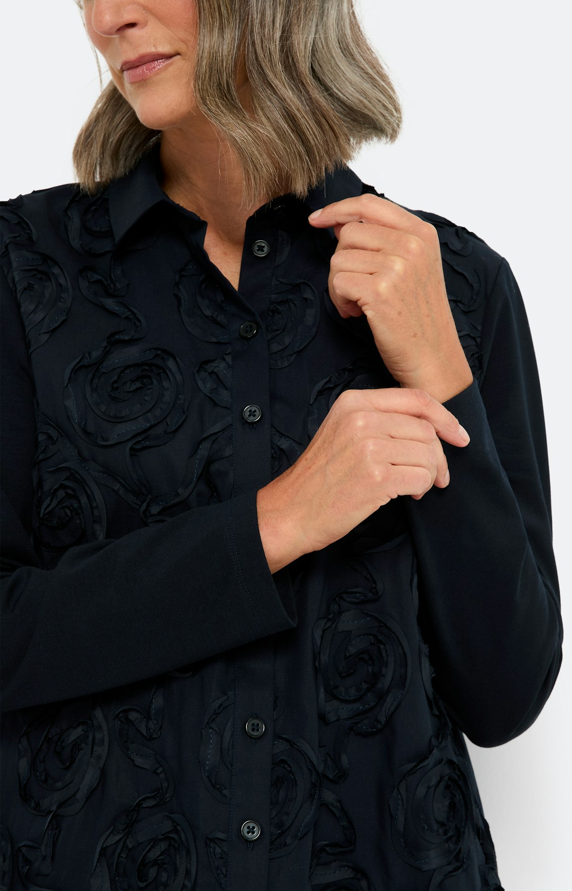 Blouse met borduursel, marine