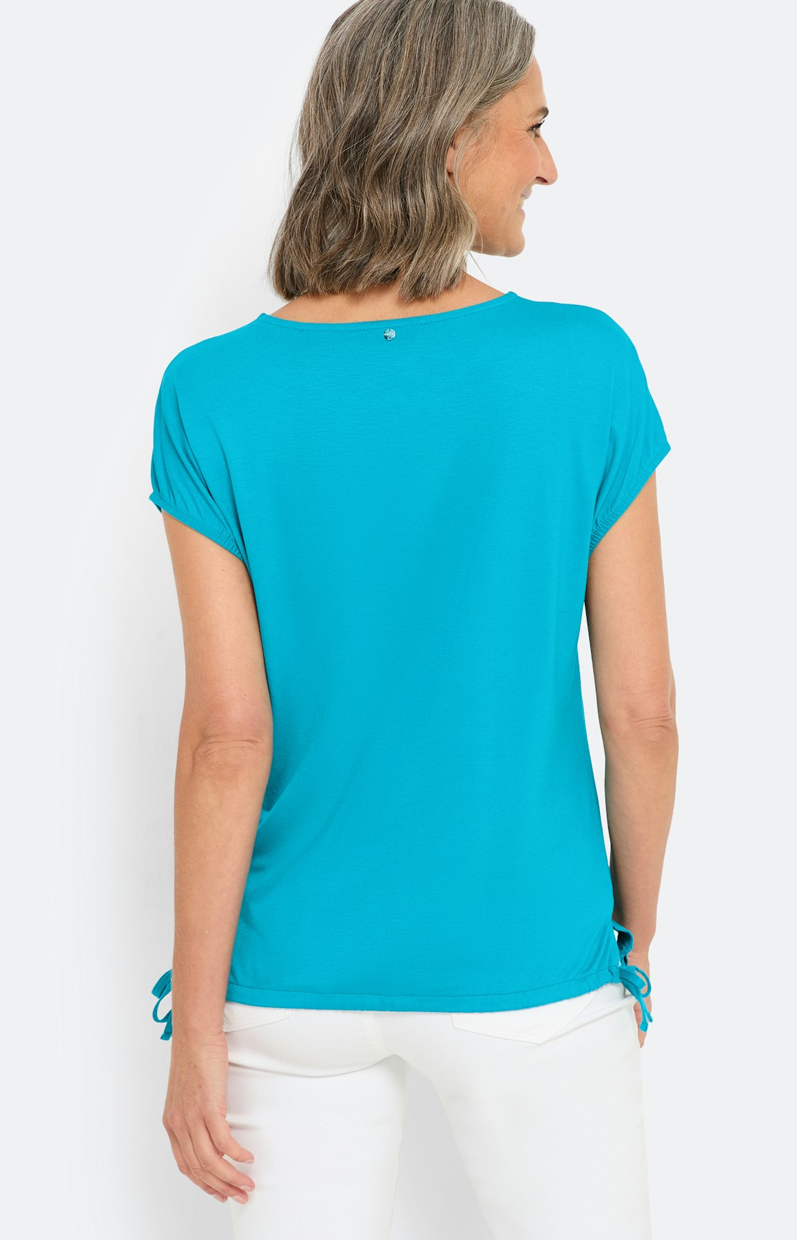 Shirt met strikdetails, turquoise