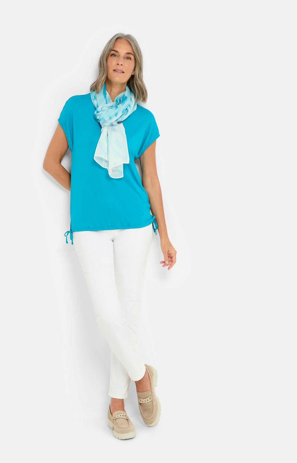 Shirt met strikdetails, turquoise