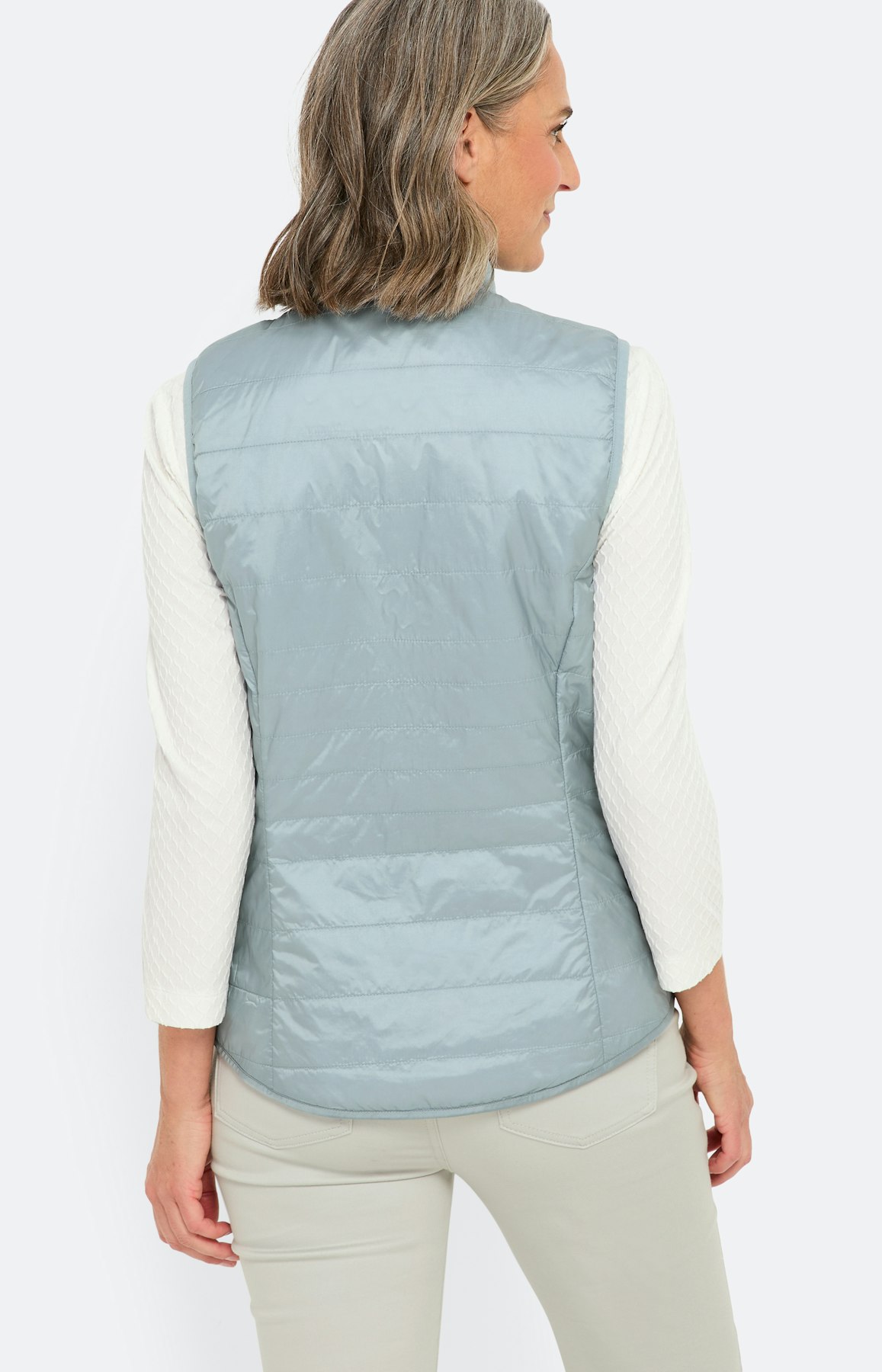 Licht gewatteerde bodywarmer, lichtblauw