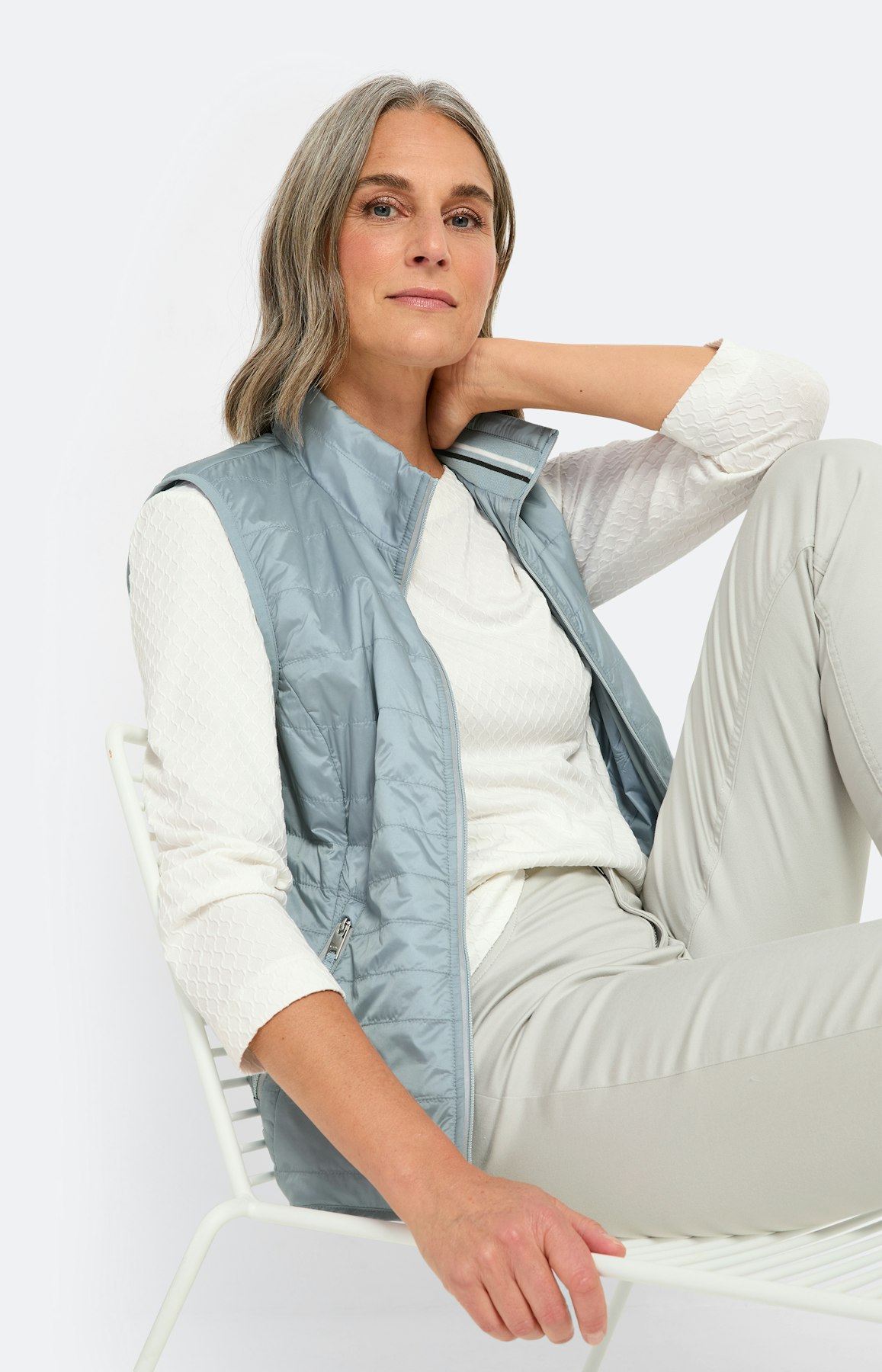 Licht gewatteerde bodywarmer, lichtblauw