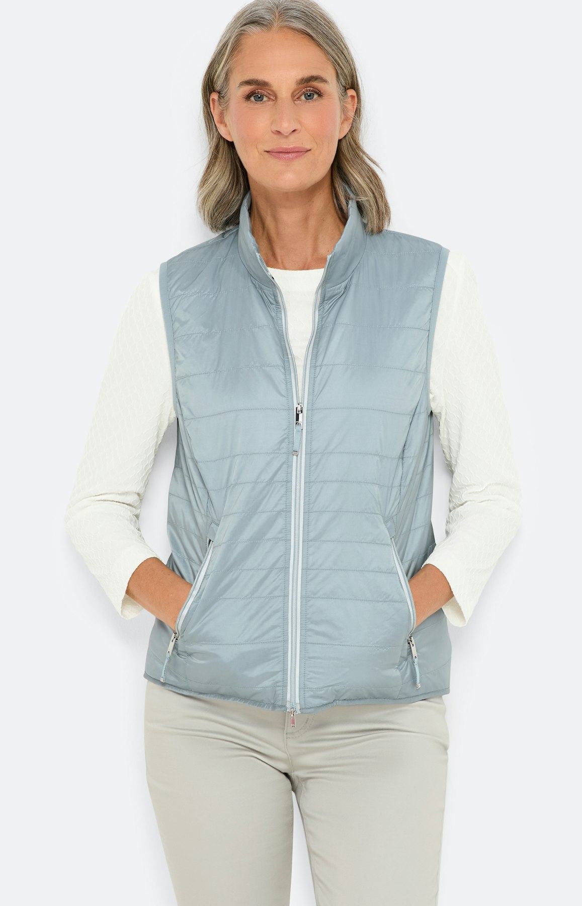 Licht gewatteerde bodywarmer, lichtblauw