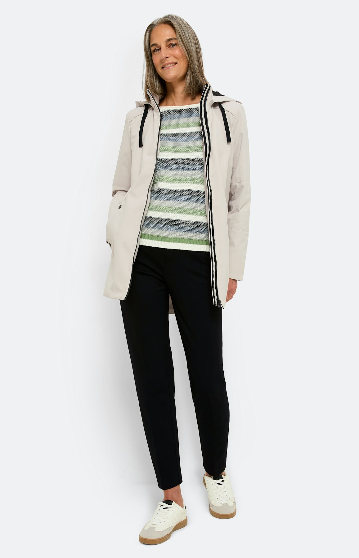 Übergangs-Parka mit Kapuze, lsilber grau