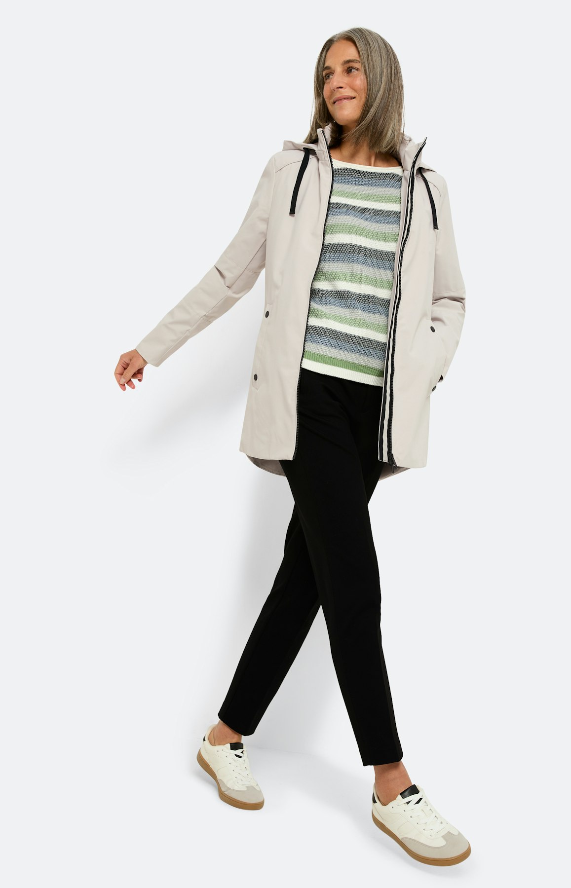 Übergangs-Parka mit Kapuze, lsilber grau