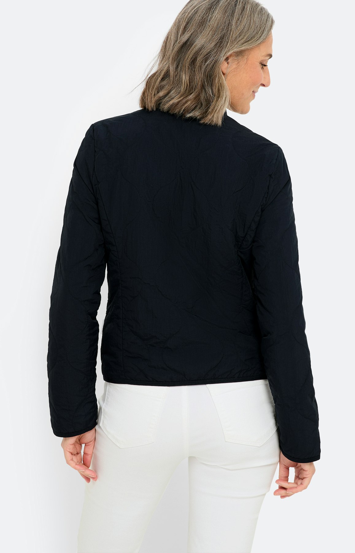 Licht, gewatteerd jack met kraag, marine