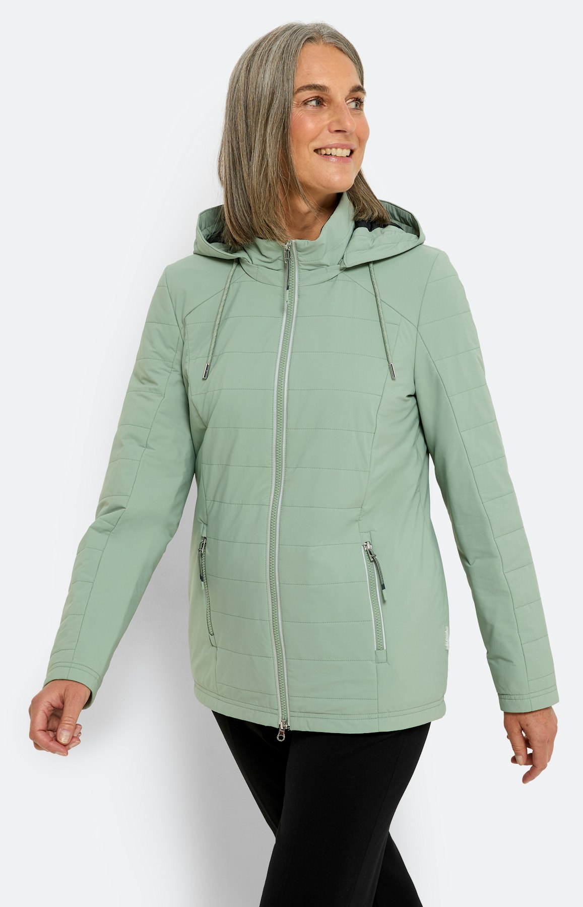 Licht steppjack, mist groen