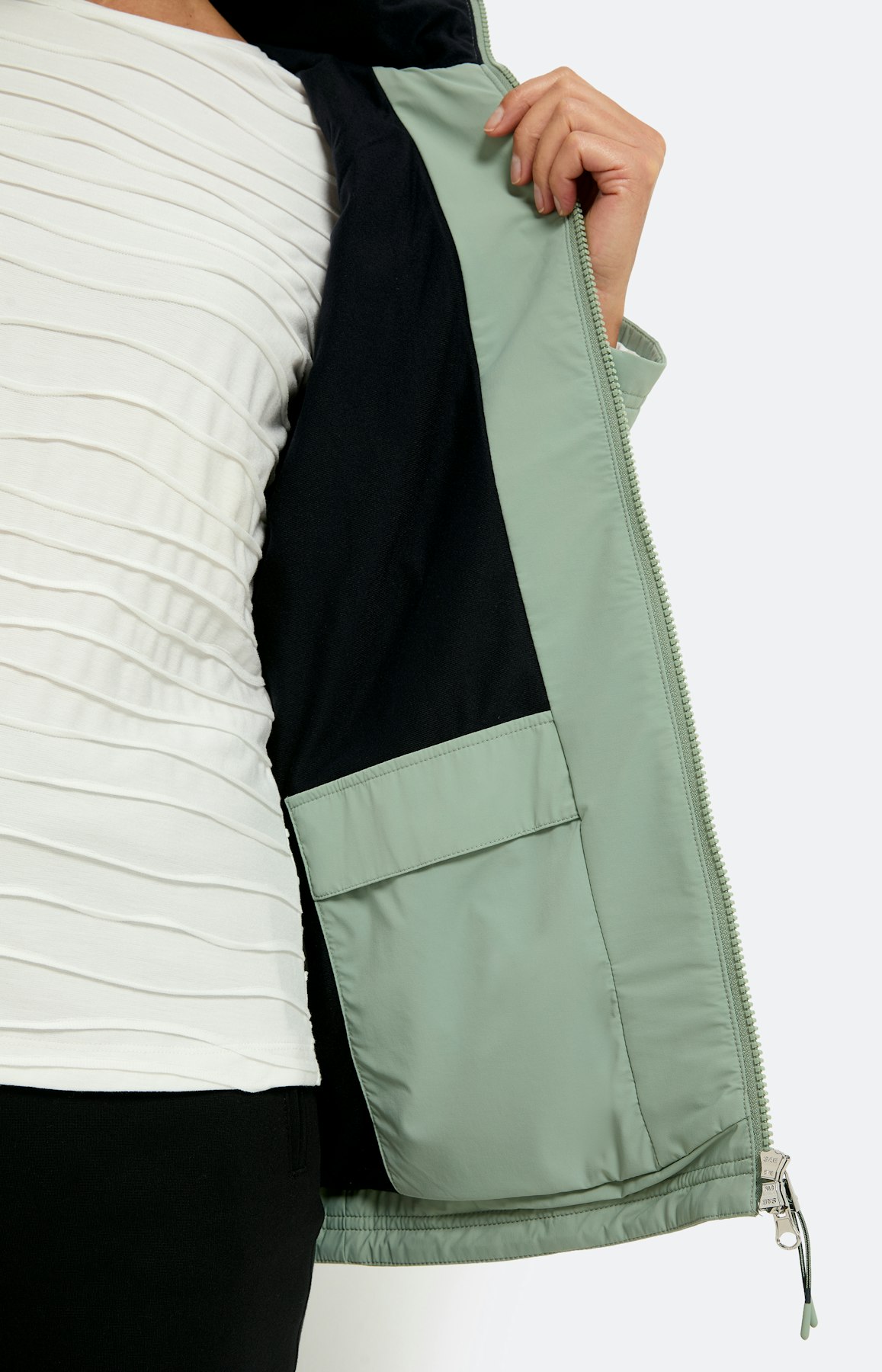 Licht steppjack, mist groen