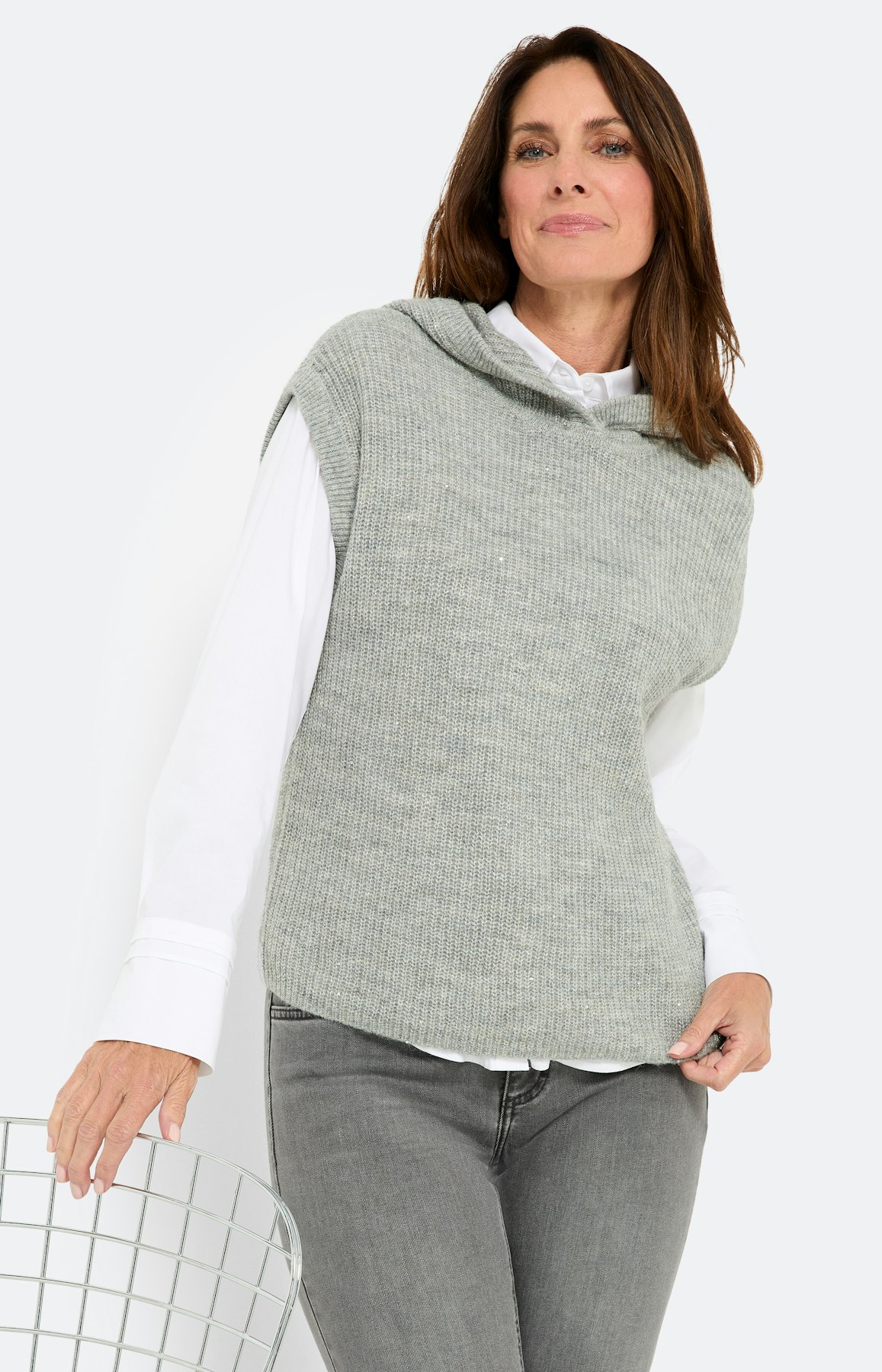 Slip-over met glittereffect, grijs