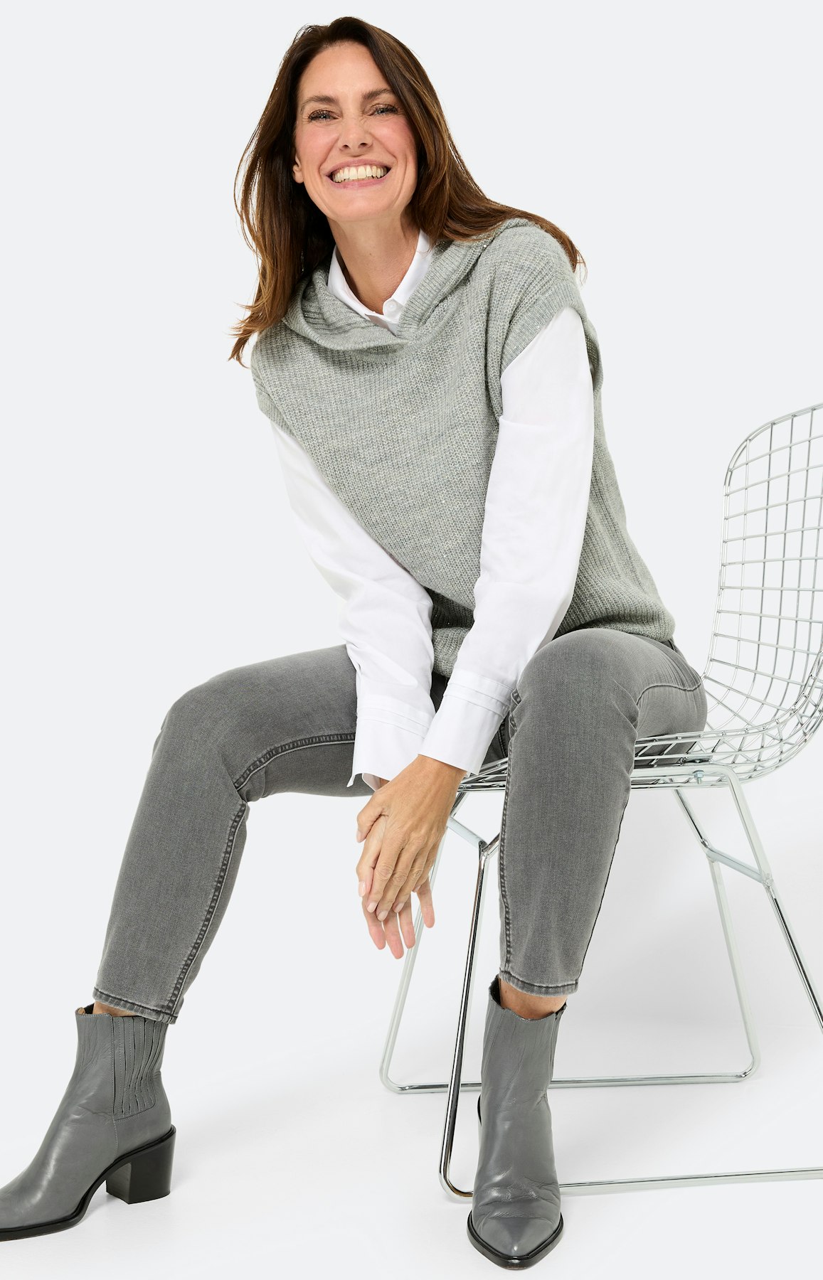 Slip-over met glittereffect, grijs