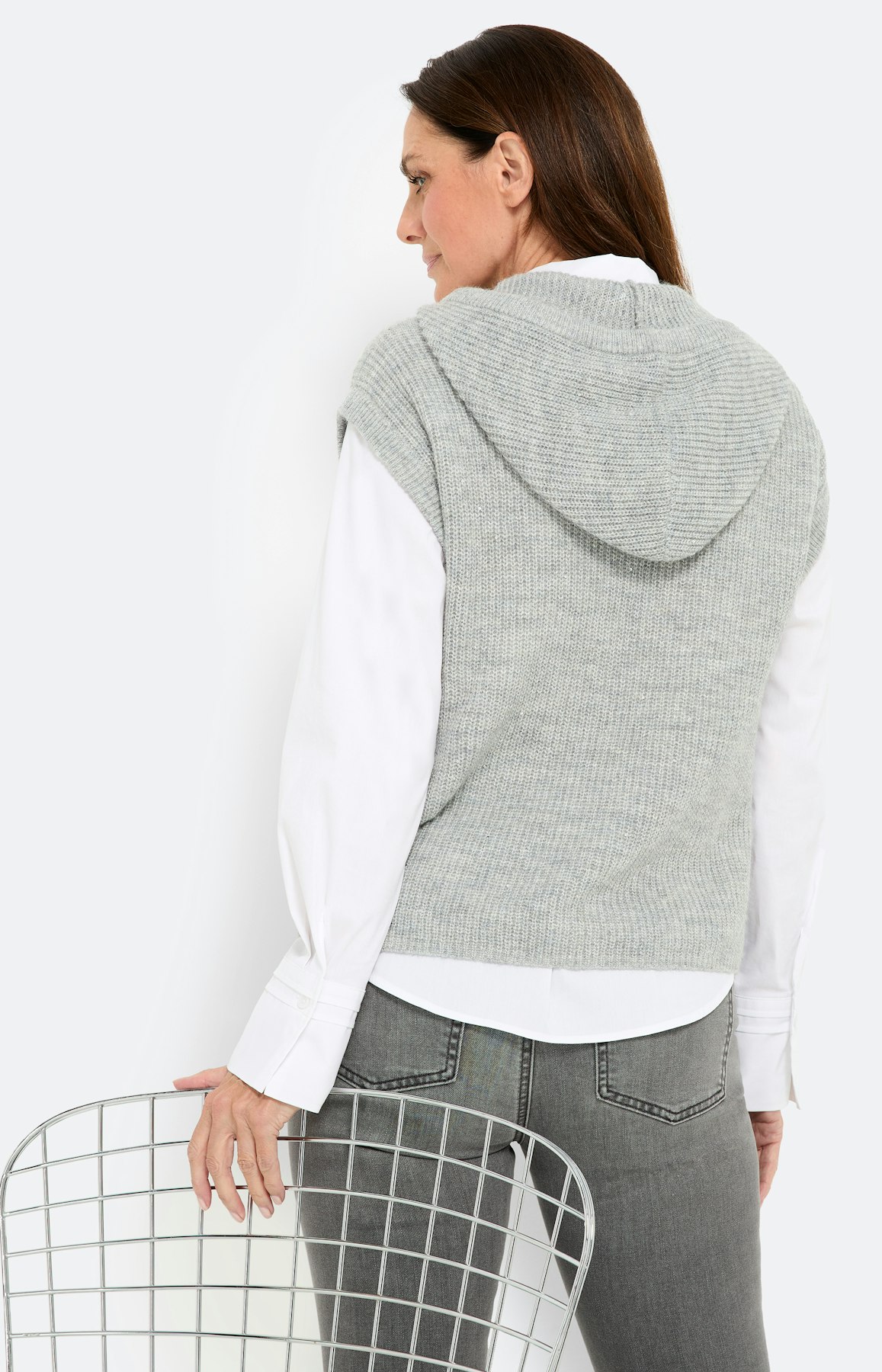 Slip-over met glittereffect, grijs