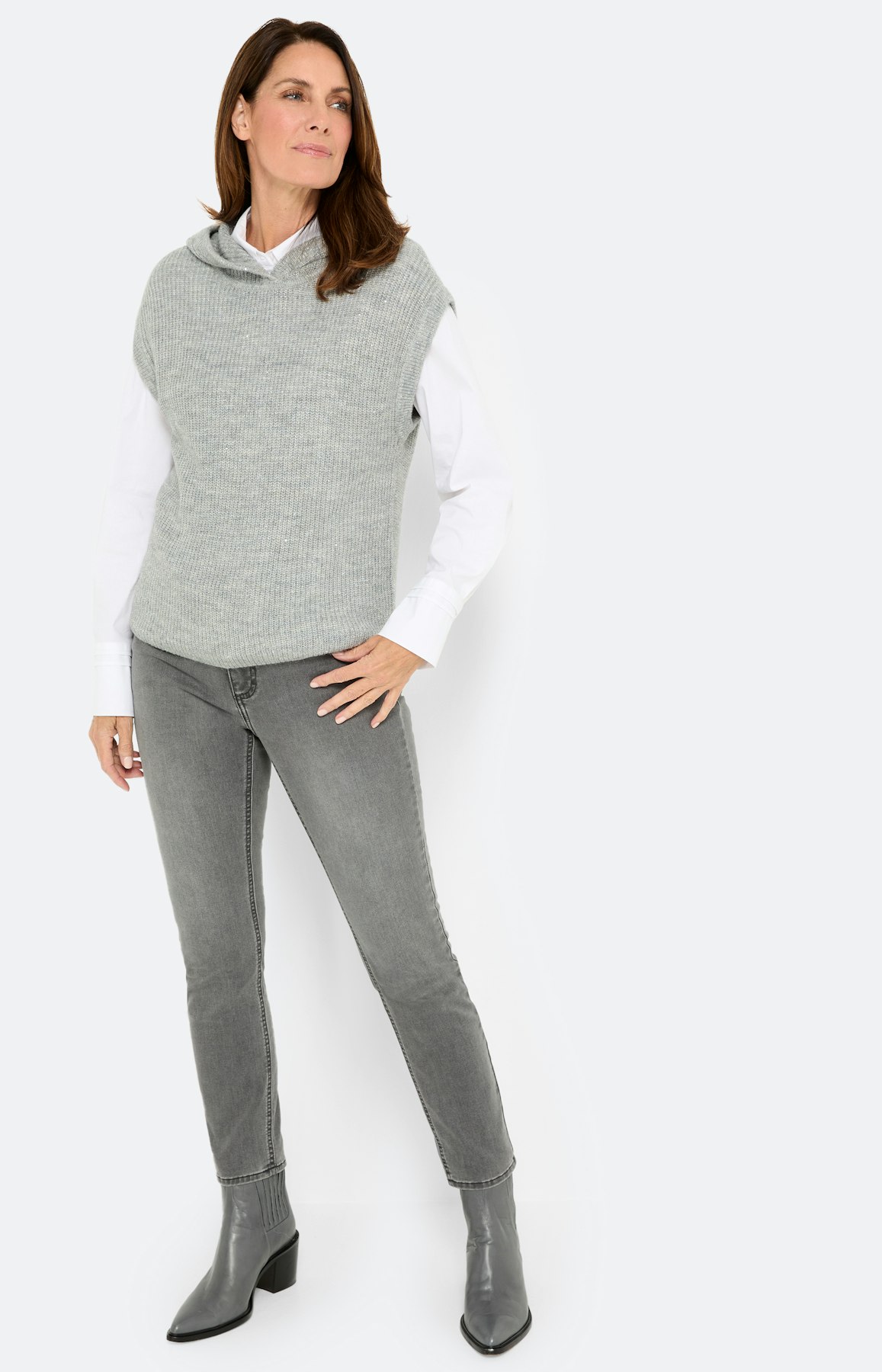 Slip-over met glittereffect, grijs