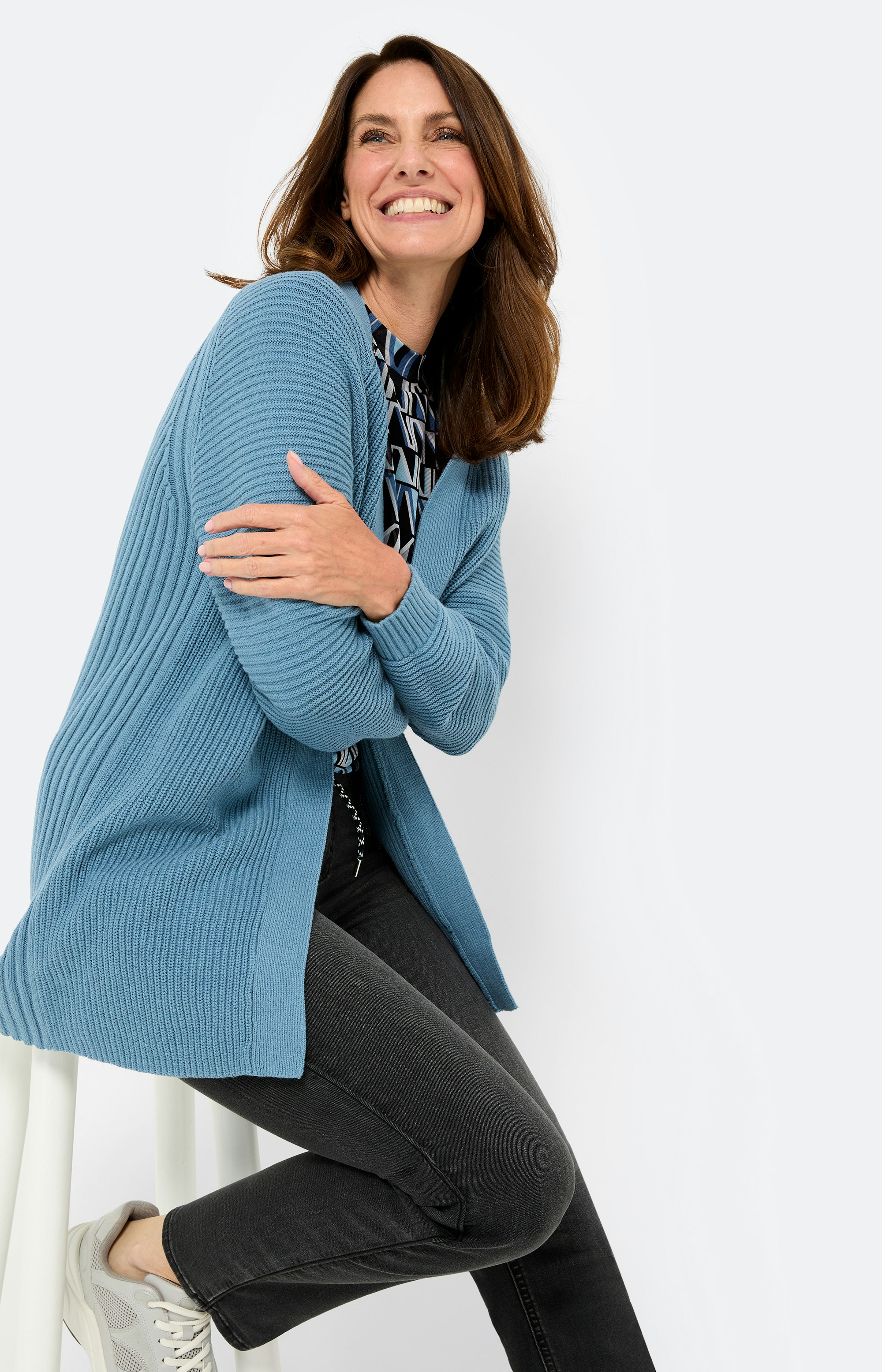 Damen Pullover Bonita Strickjacke Blau Damenmode Zum Günstigen