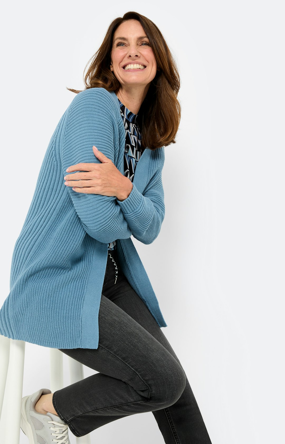 Damen Pullover Bonita Strickjacke Blau Damenmode Zum Günstigen