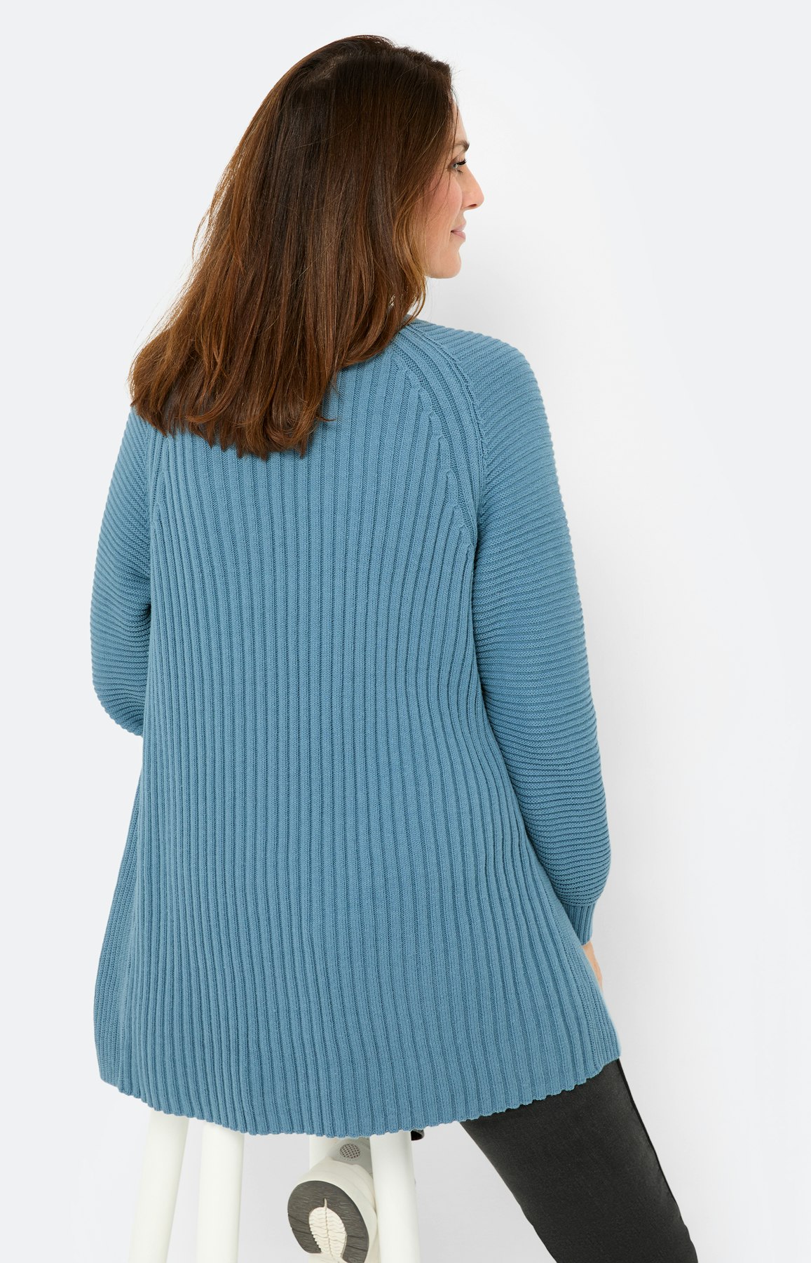 Cardigan in gemengd breisel, blauwgrijs