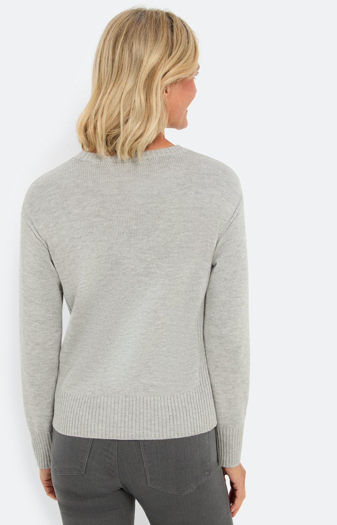 Trui met ribboorden, grijs mêlee