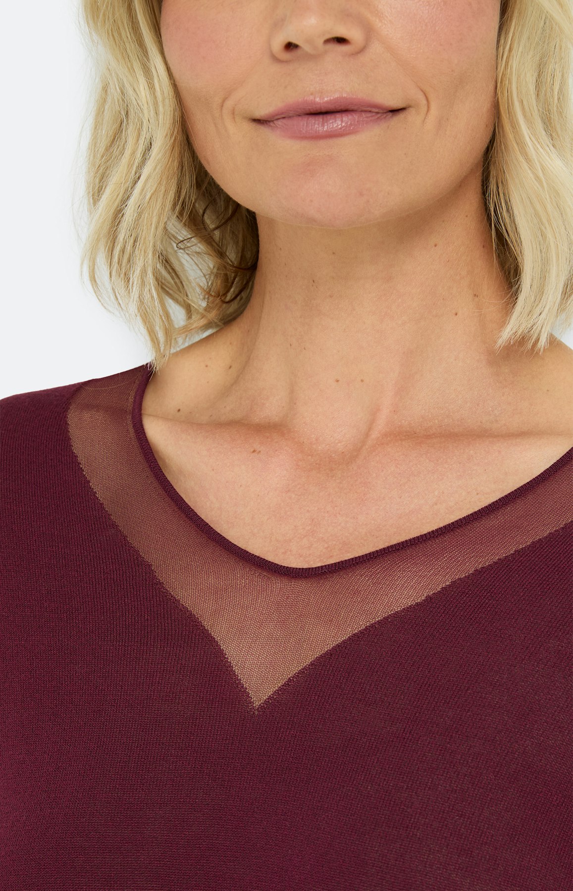 Trui met een V-hals, bourgondië